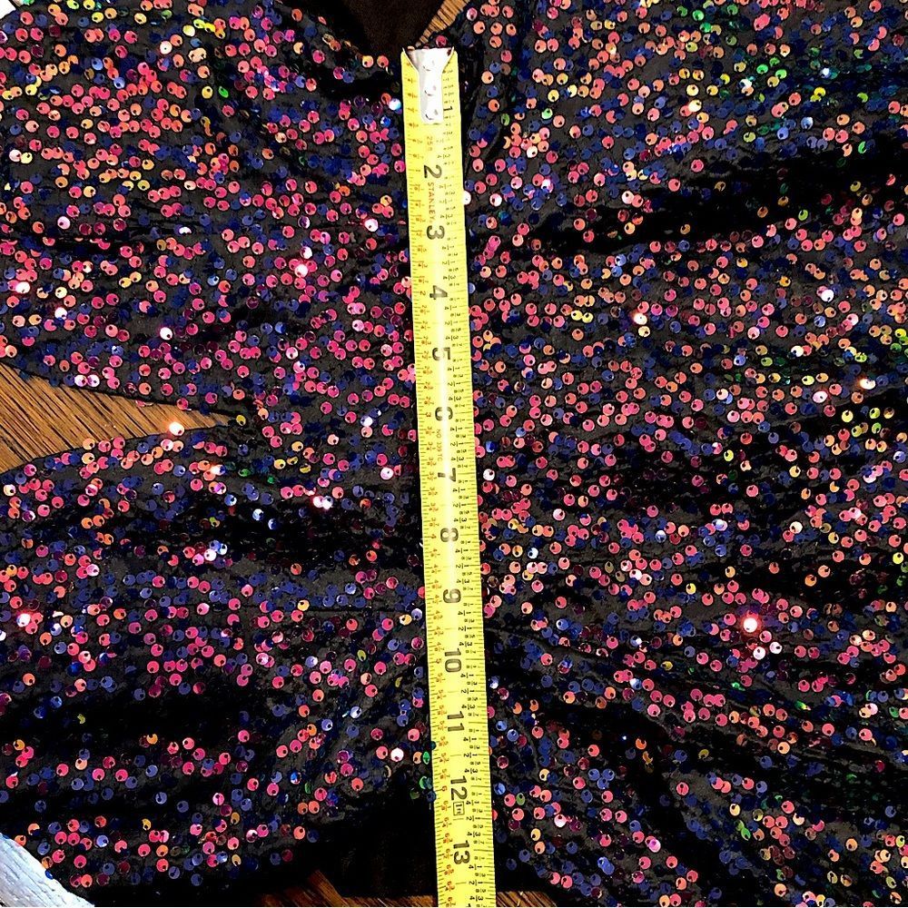 LUCY IN THE SKY Los Angeles Rainbow Black Sequin Mini Dress Sz Small - Picture 7 of 16